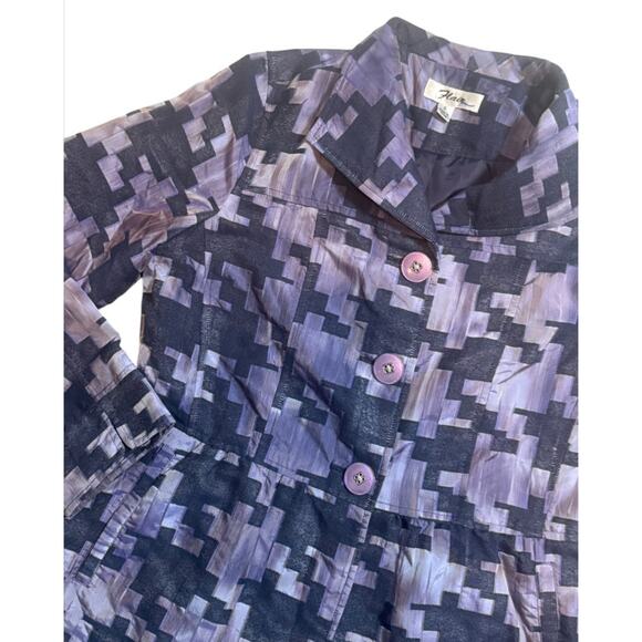 Vintage Y2K 90s Linen Jacket Womens Small All Over Print Purple Fairy Rave Disco - Picture 3 of 11